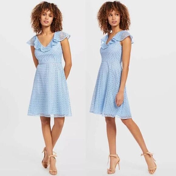 NEW! Draper James collection lattice a line dress light blue Size US 10 $195 - Picture 1 of 7